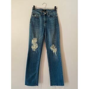 Judy Blue Straight Fit Distressed Frayed Medium Rise Jeans Women's size 3 / 26